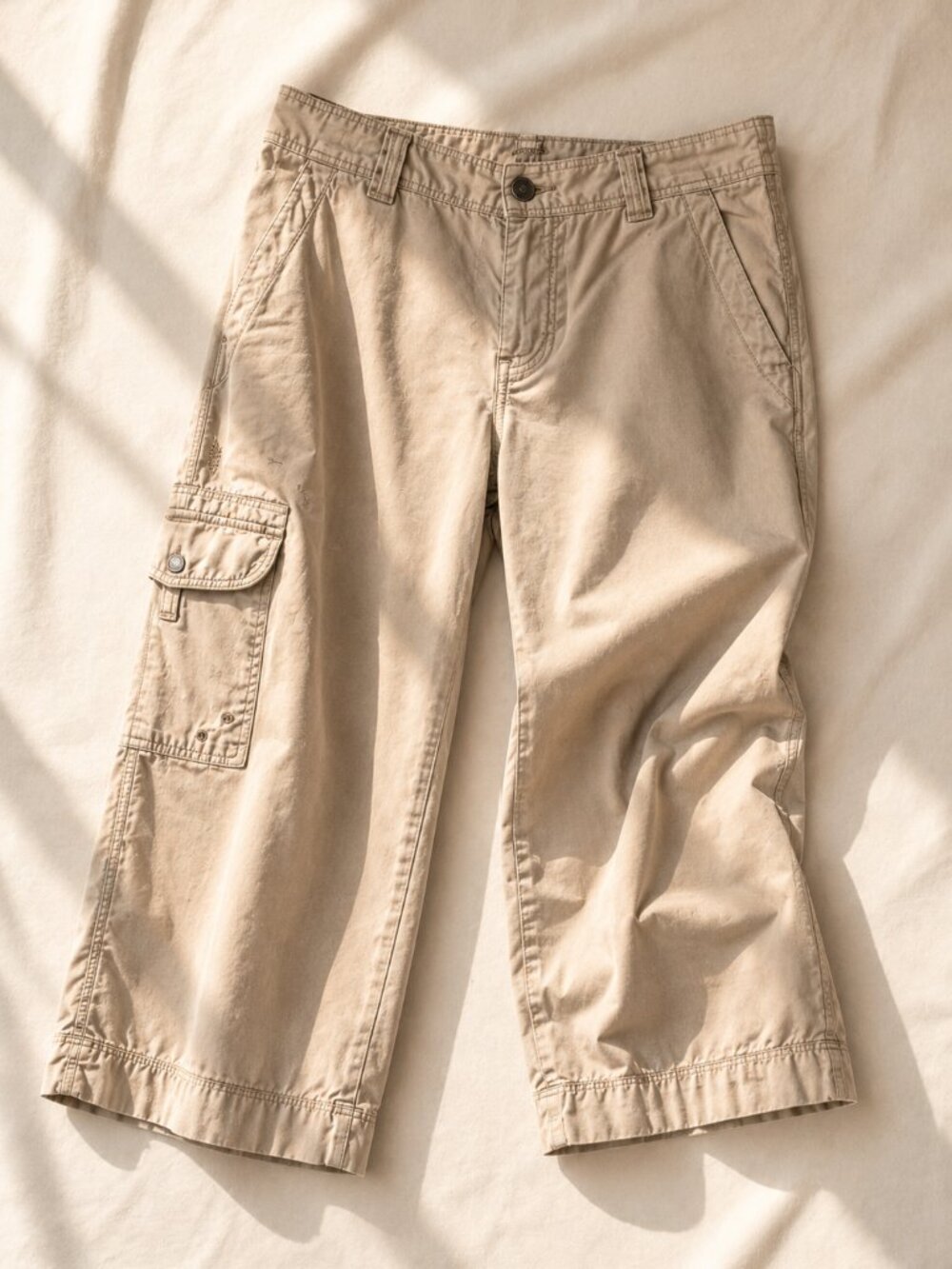 Polo Ralph Lauren Beige Cargo Capris Wide Leg Pants Size 2